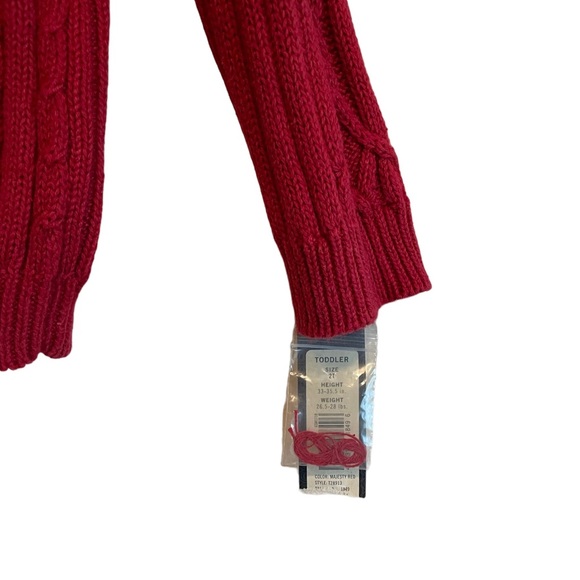 **2 for $20**NWT kids 2T Red Cable Knit Sweater - Picture 4 of 6